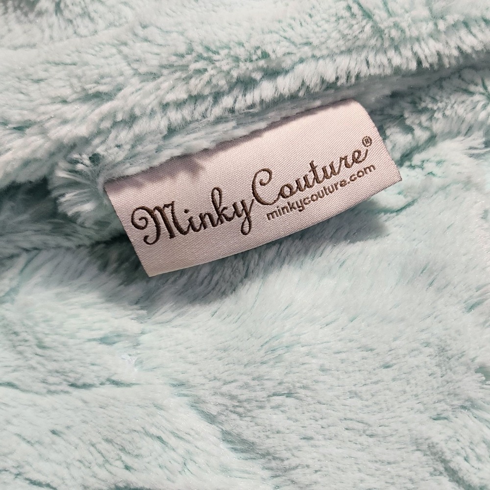 Minky Couture Luxury Baby Blanket Aqua Blue Plush Faux Fur 30x36 Kids Throw